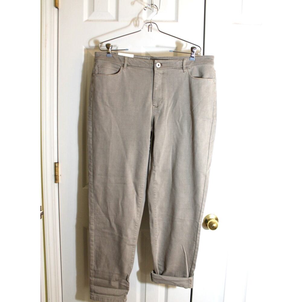 J. Jill Denim Taupe Boyfriend Straight Leg Jeans sz 18 NWT